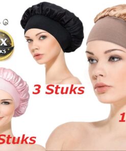Professor Q Satijnen bonnet slaapmuts – goud/zwart – 5 stuks