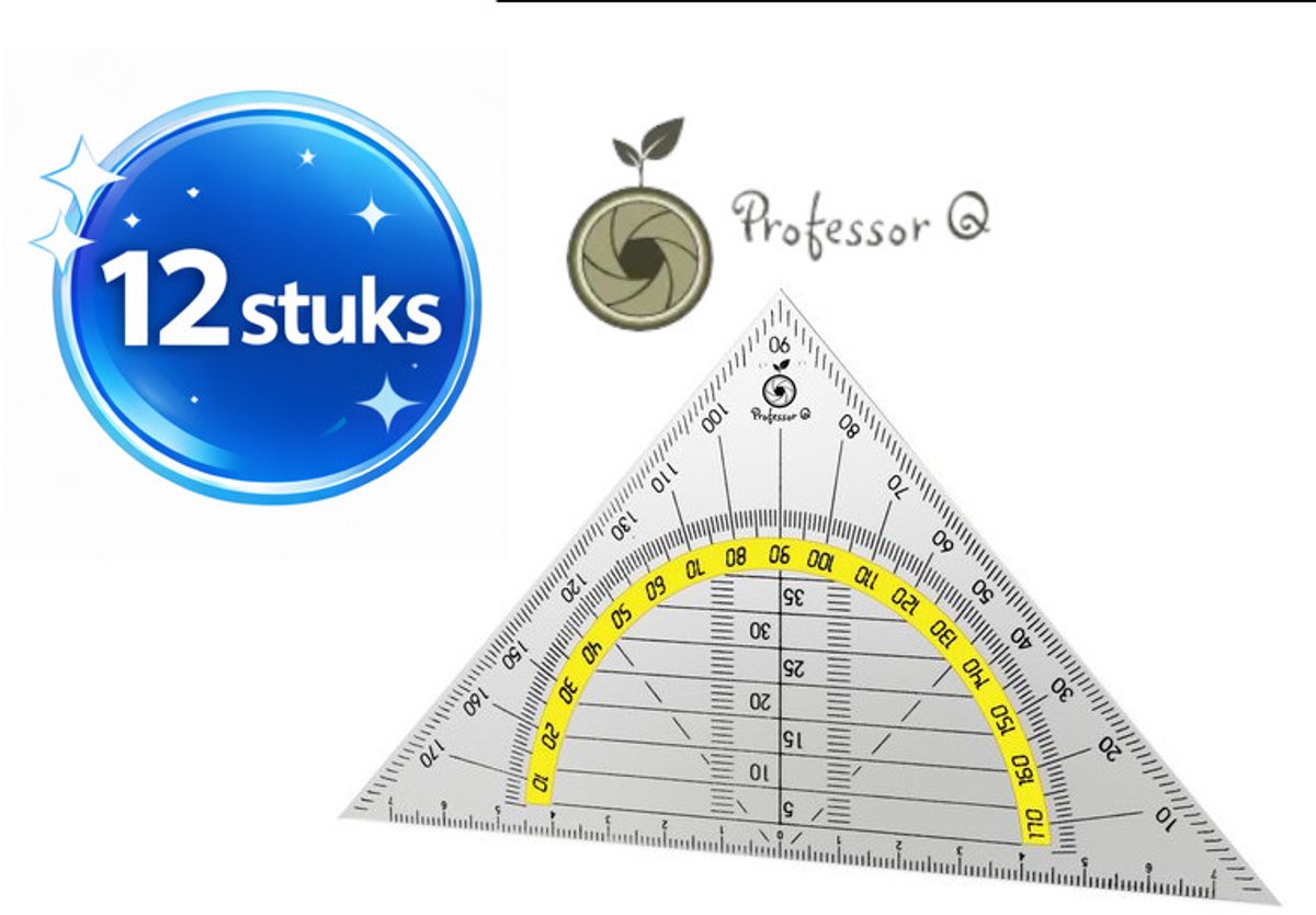 Professor Q Geodriehoek – 14 cm – 12 stuks