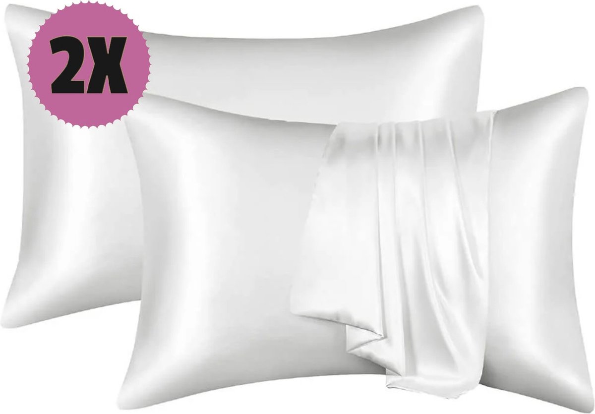 Professor Q Satijnen kussensloop – 60 x 70 cm – wit – 2 stuks