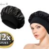 Professor Q Satijnen bonnet slaapmuts – zwart – 12 stuks