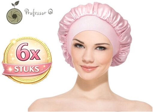 Professor Q Satijnen bonnet slaapmuts – roze – 6 stuks