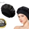 Professor Q Satijnen bonnet slaapmuts – zwart – 2 stuks