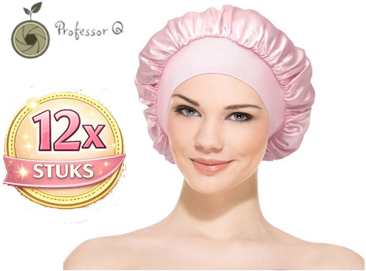 Professor Q Satijnen bonnet slaapmuts – roze – 12 stuks