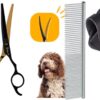 Professor Q Trimschaar voor honden, omhoog gebogen – met zwart etui – anti-klitkam – zwart/goud