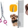 Professor Q Trimschaar voor honden, omhoog gebogen – met brons etui – anti-klitkam – 7,5 inch – roze