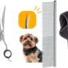 Professor Q Trimschaar voor honden, omhoog gebogen – met zwart etui – anti-klitkam – 7,5 inch – zwart