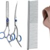 Professor Q Hondentrimset – met brons etui – anti-klitkam – uitdun- en omhoog gebogen schaar – zilver/blauw