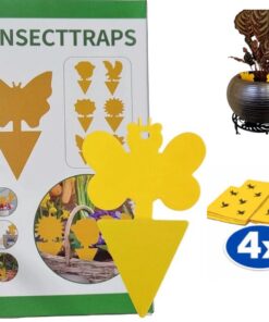 Professor Q Gele vangplaten voor planten – geel – 4 stuks – bijen – met ophangdraad