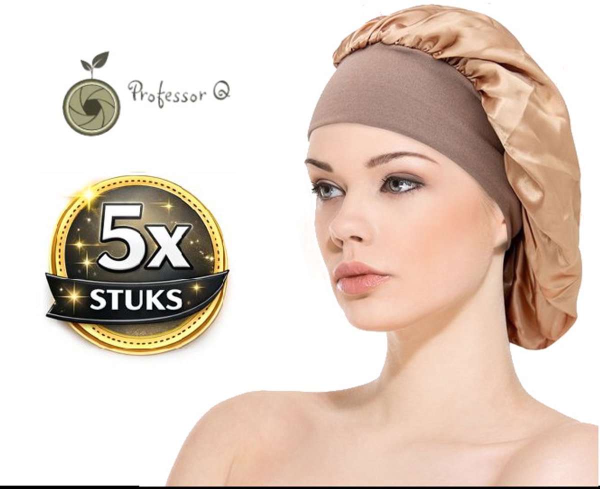 Professor Q Satijnen bonnet slaapmuts – goud – 5 stuks
