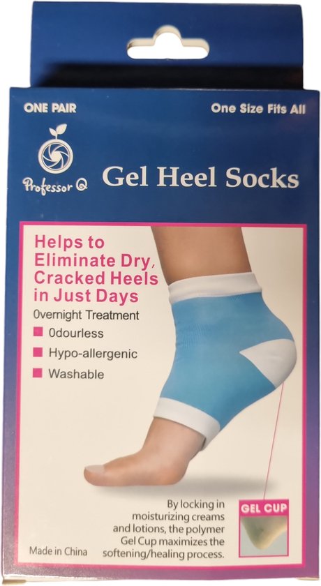 Professor Q Hielsokken met gelpad – blauw - wit – 1 paar - detailfoto 2