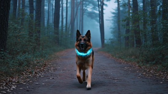 Professor Q LED-halsband voor honden – 70 cm – blauw - detailfoto 2
