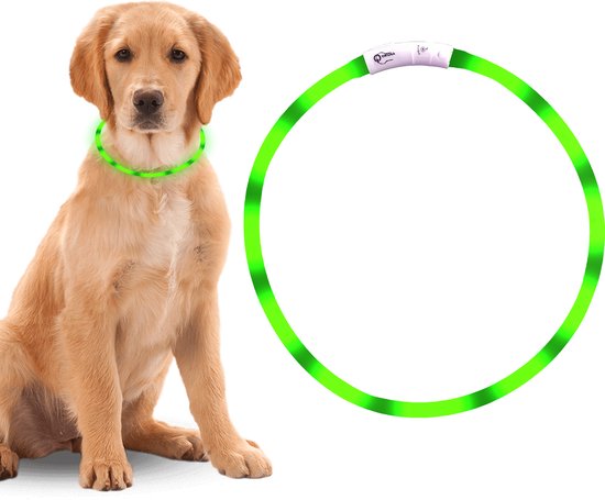 Groene Professor Q LED-halsband voor honden – detailfoto