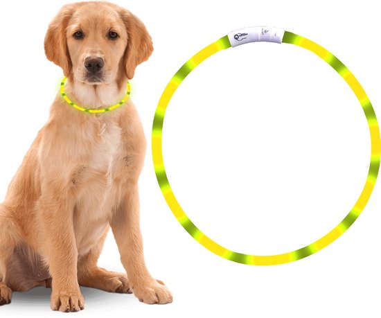 Professor Q LED-halsband voor honden – 35 cm – geel - detailfoto 2