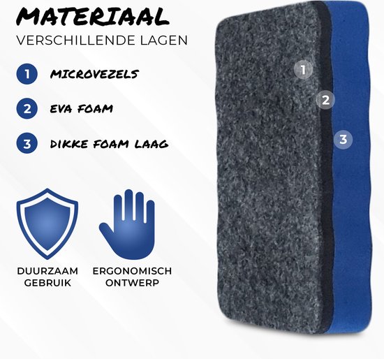 BlackBear Magnetische whiteboardwisser – blauw – 2 stuks - detailfoto 2