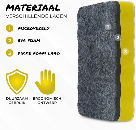 BlackBear Magnetische whiteboardwisser – geel – 3 stuks - detailfoto 3