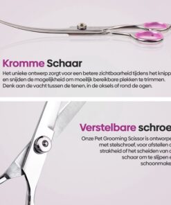 Professor Q Gebogen trimschaar voor honden – met etui – zwart - detailfoto 3