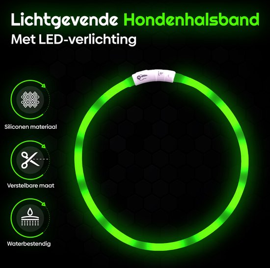 Professor Q LED-halsband voor honden – XL – groen - detailfoto 3
