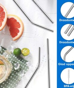 Professor Q RVS rietjes set – 21 cm – zilver – 8 stuks - detailfoto 2