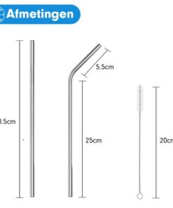 Professor Q RVS rietjes set – 21 cm – zilver – 8 stuks - detailfoto 3