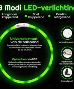 Professor Q LED-halsband voor honden – XL – groen - detailfoto 2