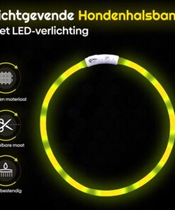 Professor Q LED-halsband voor honden – 20-70 cm – geel - detailfoto 3