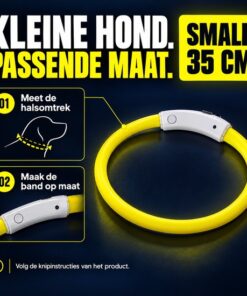 Professor Q LED-halsband voor honden – 35 cm – geel - detailfoto 3