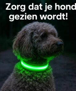 Professor Q Nylon LED-halsband voor honden – XL – 42–56 cm – groen - detailfoto 3
