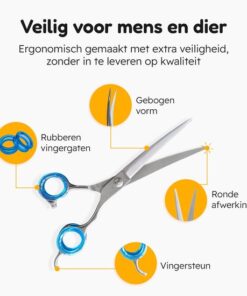Professor Q Trimschaar voor honden, omhoog gebogen – met zwart etui – 7,5 inch – lichtblauw - detailfoto 2