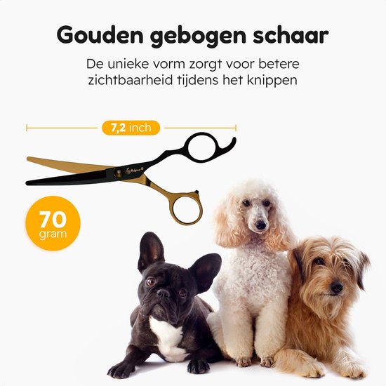 Professor Q Trimschaar voor honden, omhoog gebogen – met zwart etui – zwart/goud - detailfoto 3