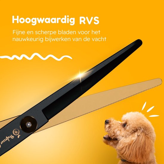 Professor Q Contourschaar voor honden – met zwart etui – zwart/goud - detailfoto 2