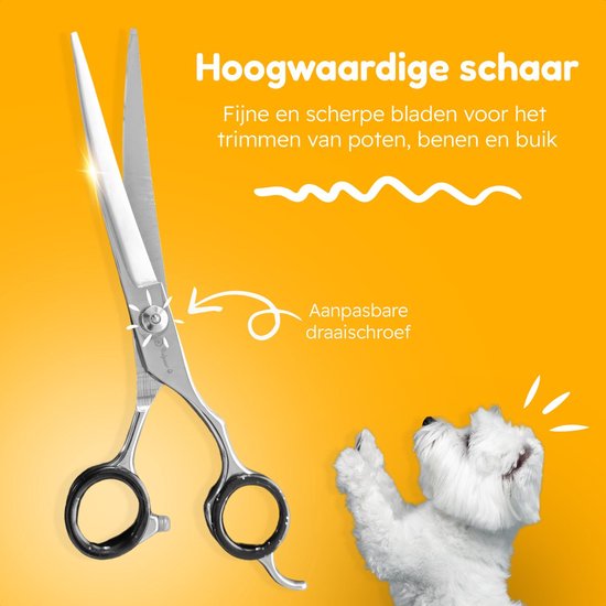 Professor Q Trimschaar voor honden, omhoog gebogen – met zwart etui – 7,5 inch – zwart - detailfoto 3