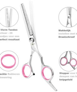 Professor Q Effileerschaar voor honden – met zwart etui – roze - detailfoto 2