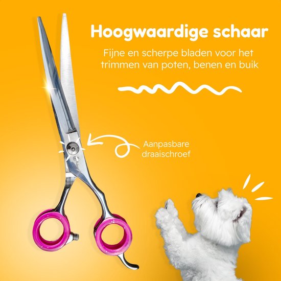 Professor Q Trimschaar voor honden, omhoog gebogen – met brons etui – 7,5 inch – roze - detailfoto 3