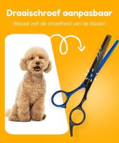 Professor Q Effileerschaar voor haar – met brons etui – anti-klitkam – rechtshandig – zwart/blauw - detailfoto 3