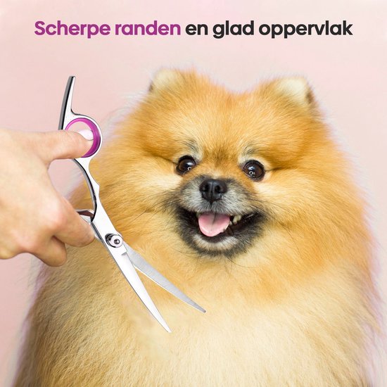 Professor Q Gebogen trimschaar voor honden – met brons etui – anti-klitkam - detailfoto 3