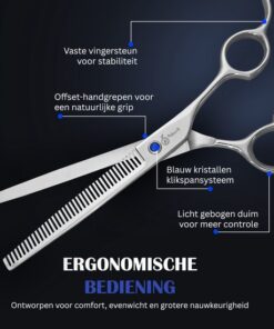 Professor Q Effileerschaar voor honden – J2-staal – 19 cm – zilver - detailfoto 3