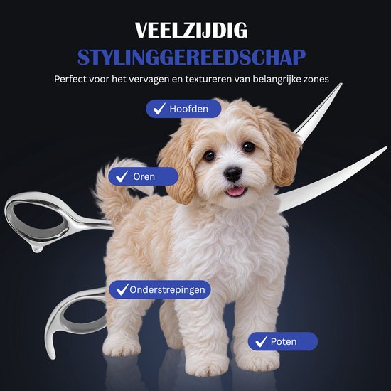 Professor Q Gebogen trimschaar voor honden – J2-staal – 8 inch - detailfoto 2