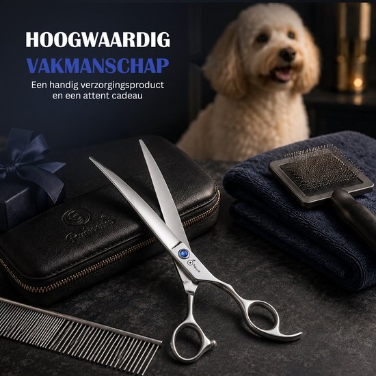 Professor Q Gebogen trimschaar voor honden – J2-staal – 8 inch - detailfoto 3