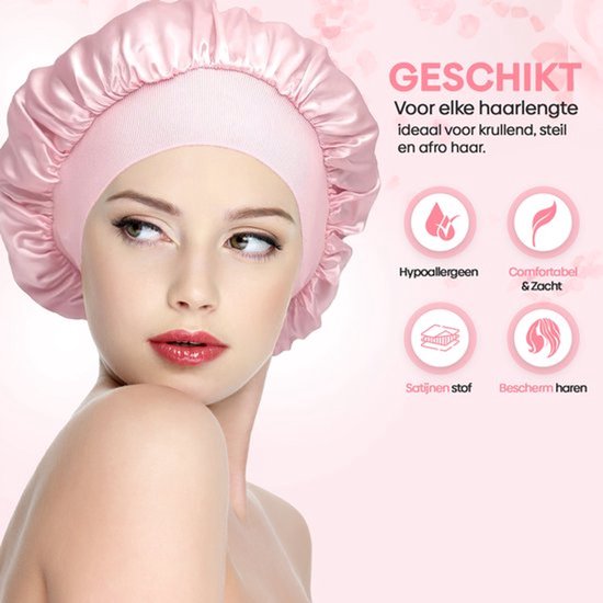 Professor Q Satijnen bonnet slaapmuts – roze – 12 stuks - detailfoto 3