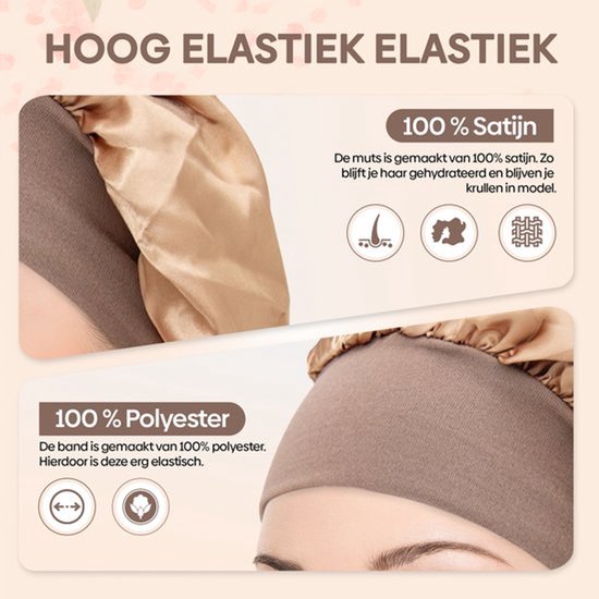 Professor Q Satijnen bonnet slaapmuts – goud – 12 stuks - detailfoto 3