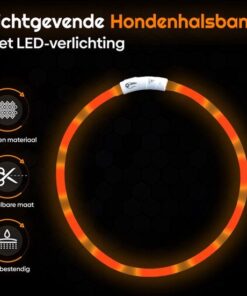 Professor Q LED-halsband voor honden – S – 100 poepzakjes – oranje - detailfoto 3