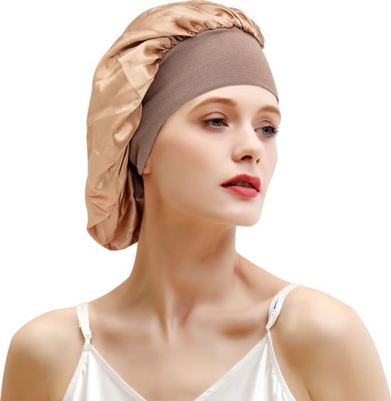 Professor Q Satijnen bonnet slaapmuts – goud/zwart – 6 stuks - detailfoto 2