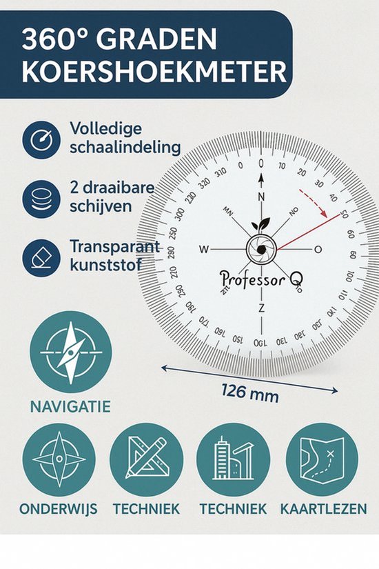 Professor Q Koershoekmeter 360° – 126 mm – 2 stuks - detailfoto 2