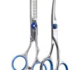 Professor Q Hondentrimset – uitdun- en omhoog gebogen schaar – rechtshandig – 18 cm – zilver