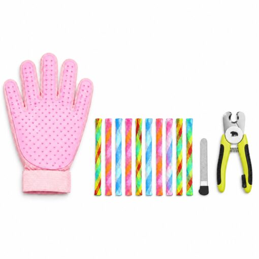 BlackBear & Professor Q Kattenset - Nagelknipper Geel met Vijl - Handschoen Lichtroze - 10 Boinks Kattenspeeltjes