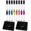 BlackBear & Professor Q Whiteboard Marker Set - 8 Zwarte en 8 Kleurenstiften - 2 Magnetische Doeken - 18-delig