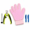 BlackBear & Professor Q Kattenverzorgingsset - Nagelknipper Groen met Vijl - Handschoen Lichtroze - 2 Blauwe Tekenpincetten