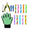BlackBear & Professor Q Kattenverzorgingsset - Nagelknipper Groen met Vijl - Vachthandschoen Groen - 2 Blauwe Tekenpincetten - 10 Boinks Kattenspeeltjes