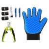 BlackBear & Professor Q Hondenverzorgingsset - Nagelknipper Groen met Vijl - Vachthandschoen Blauw - 45 Poepzakjes - 2 Blauwe Tekenpincetten