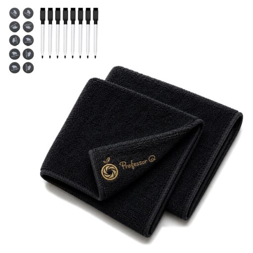 BlackBear & Professor Q Whiteboard Accessoireset - 8 Zwarte Markers - 10 Zwarte Magneten - 2 Magnetische Doeken